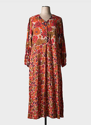 Robe longue imprimé fleurs manches longues rouge AGATHE & LOUISE femme