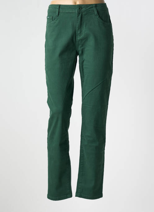 Pantalon slim tissage popeline taille normale vert YZY femme