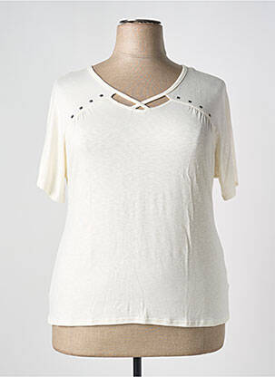 T-shirt col v manches courtes beige TELMAIL femme