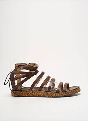 Spartiates fermeture lacets talon plat jusqu'à 3cm marron NEOSENS femme