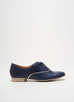 Derbies tissage satiné talon plat jusqu'à 3cm bleu EMILIE KARSTON femme