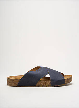 Mules/sabots matière lisse bout ouvert bleu HAFLINGER homme