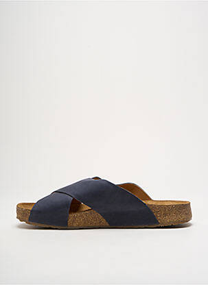 Mules/sabots matière lisse bout ouvert bleu HAFLINGER homme