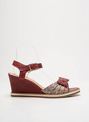 Sandales/nu pieds tissage satiné talon de 7 à 9cm rouge LIBRE COMME L'AIR femme