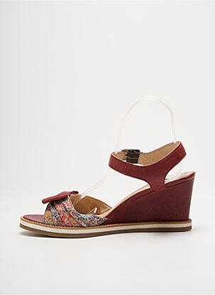Sandales/nu pieds tissage satiné talon de 7 à 9cm rouge LIBRE COMME L'AIR femme