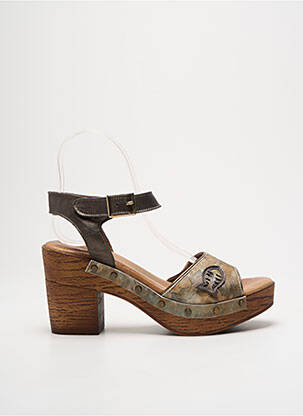 Sandales/nu pieds semi compensé talon de 7 à 9cm vert NEMONIC femme