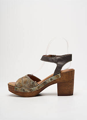 Sandales/nu pieds semi compensé talon de 7 à 9cm vert NEMONIC femme