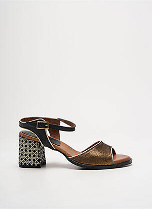 Sandales/nu pieds tissage satiné talon de 4 à 6cm marron NEMONIC femme