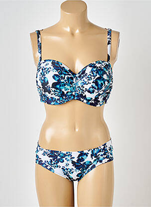 Maillot de bain 2 pièces stretch haut soutien-gorge moulé bleu PANACHE femme
