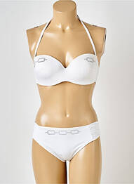 Maillot de bain 2 pièces stretch haut soutien-gorge moulé blanc ANTIGEL femme