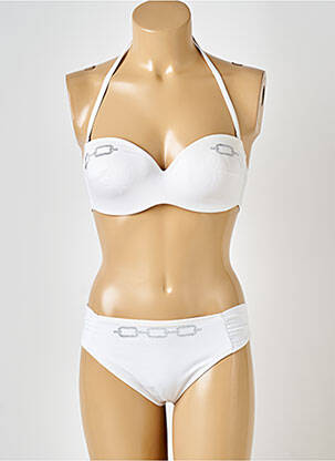 Maillot de bain 2 pièces stretch haut soutien-gorge moulé blanc ANTIGEL femme