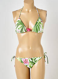 Maillot de bain 2 pièces stretch haut triangles vert ANTIGEL femme