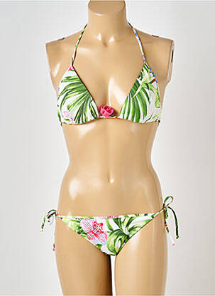Maillot de bain 2 pièces stretch haut triangles vert ANTIGEL femme