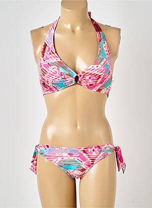 Maillot de bain 2 pièces stretch haut soutien-gorge moulé rose LIDEA femme