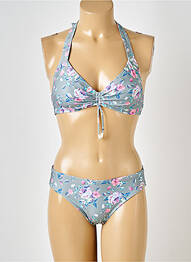 Maillot de bain 2 pièces stretch haut soutien-gorge moulé gris LIDEA femme