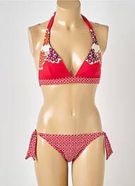 Maillot de bain 2 pièces stretch haut soutien-gorge moulé rouge RASUREL femme