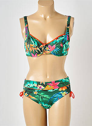 Maillot de bain 2 pièces stretch haut soutien-gorge balconnet vert SUN PLAYA femme