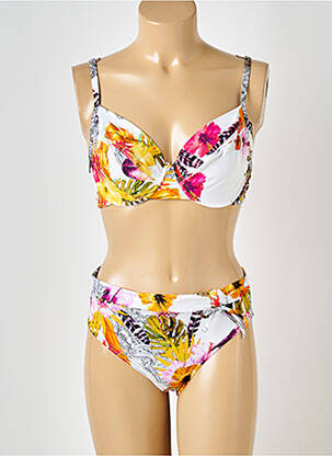Maillot de bain 2 pièces stretch haut soutien-gorge balconnet blanc SUN PLAYA femme