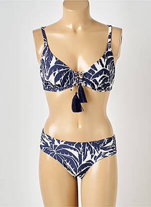 Maillot de bain 2 pièces stretch haut soutien-gorge balconnet bleu WATERCULT femme