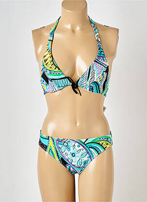 Maillot de bain 2 pièces stretch bleu RASUREL femme