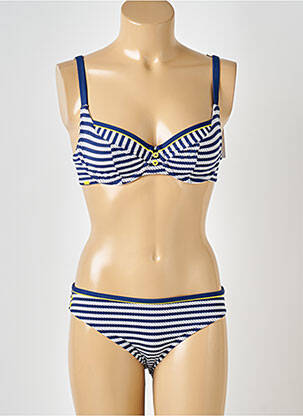 Maillot de bain 2 pièces stretch haut soutien-gorge moulé bleu CLEO BY PANACHE femme