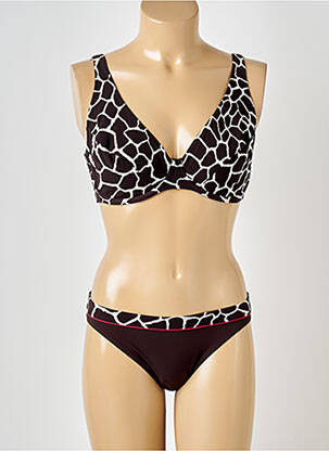 Maillot de bain 2 pièces stretch haut soutien-gorge balconnet marron ROSA FAIA femme