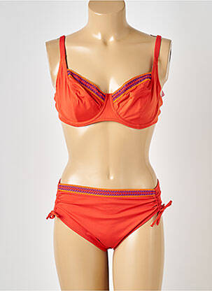 Maillot de bain 2 pièces stretch haut soutien-gorge emboitant orange ANTIGEL femme