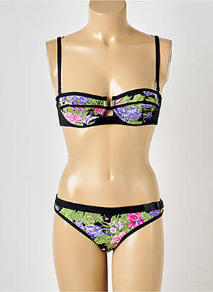 Maillot de bain 2 pièces stretch haut soutien-gorge balconnet noir HUIT femme