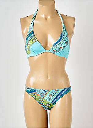 Maillot de bain 2 pièces stretch haut triangles bleu RASUREL femme