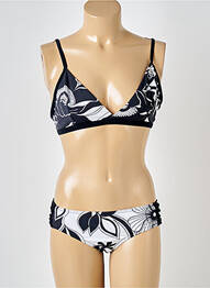 Maillot de bain 2 pièces stretch haut triangles noir LIVIA femme