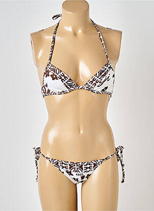 Maillot de bain 2 pièces stretch haut triangles marron JENNA DE ROSNAY femme
