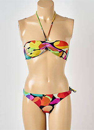 Maillot de bain 2 pièces stretch haut bandeau jaune RASUREL femme
