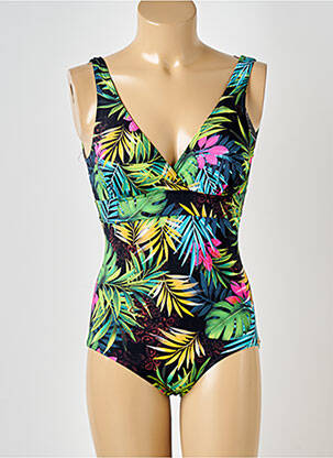Maillot de bain 1 pièce imprimé fantaisie haut soutien-gorge moulé noir SUN PLAYA femme