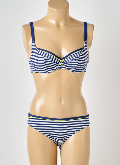 Maillot de bain 2 pièces stretch haut soutien-gorge moulé bleu CLEO BY PANACHE femme