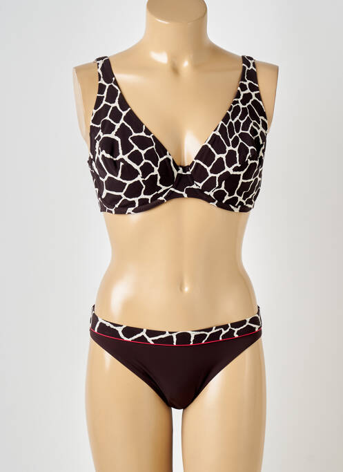 Maillot de bain 2 pièces stretch haut soutien-gorge balconnet marron ROSA FAIA femme