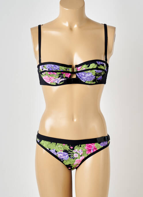 Maillot de bain 2 pièces stretch haut soutien-gorge balconnet noir HUIT femme