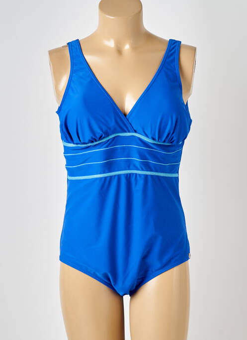 Maillot de bain 1 pièce effet matière satinée haut soutien-gorge moulé bleu SUN PLAYA femme
