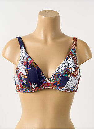 Haut de maillot de bain stretch haut soutien-gorge emboitant bleu PROMISE femme