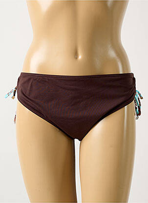 Bas de maillot de bain tissage satiné culotte marron SUN PLAYA femme