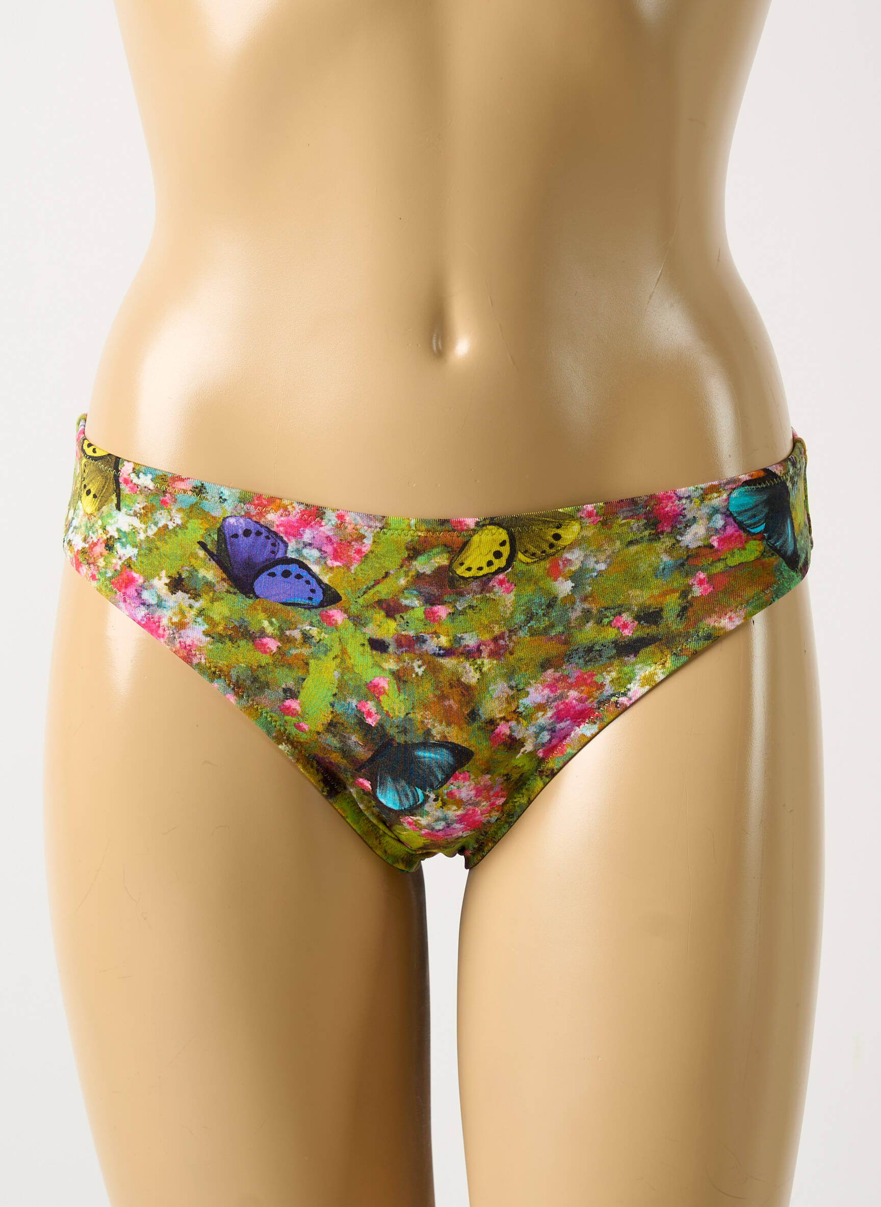 Bas de maillot de bain imprimé fleurs culotte vert ANTIGEL femme