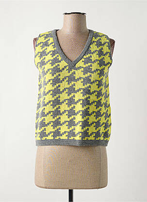 Pull coupe cintrée sans manche jaune SEE THE MOON femme