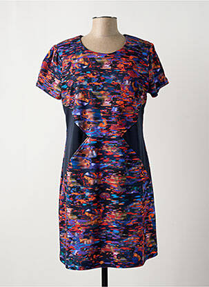 Robe mi-longue imprimé fantaisie manches courtes bleu PAUL BRIAL femme
