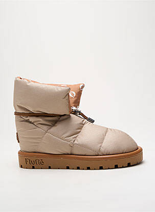 Bottines/boots tissage satiné talon plat jusqu'à 3cm beige FLUFIÉ femme