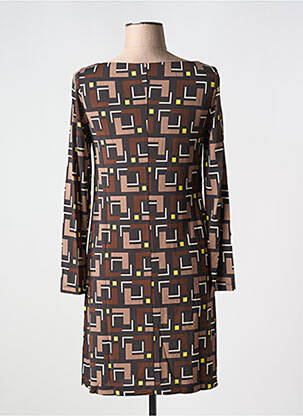 Robe mi-longue manches longues manches longues marron MALIPARMI femme