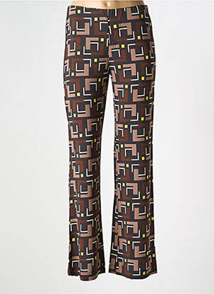 Pantalon droit tissage crêpe taille normale marron MALIPARMI femme