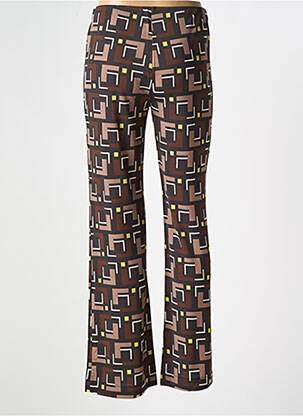 Pantalon droit tissage crêpe taille normale marron MALIPARMI femme