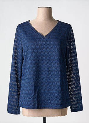 Blouse manches longues manches longues bleu SARAH JOHN femme