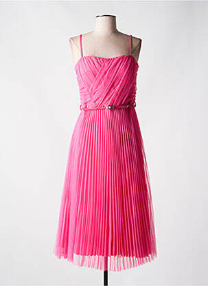 Robe mi-longue fermeture zippée au dos fines bretelles rose RINASCIMENTO femme