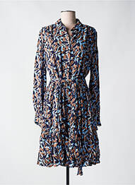Robe mi-longue imprimé fantaisie manches longues bleu FRACOMINA femme