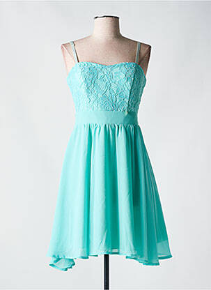 Robe mi-longue fermeture zippée au dos fines bretelles vert RINASCIMENTO femme
